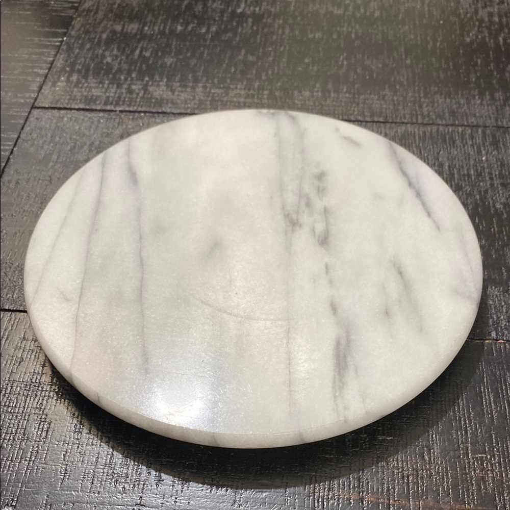 Vintage White Marble 8” Round Board Trivet!